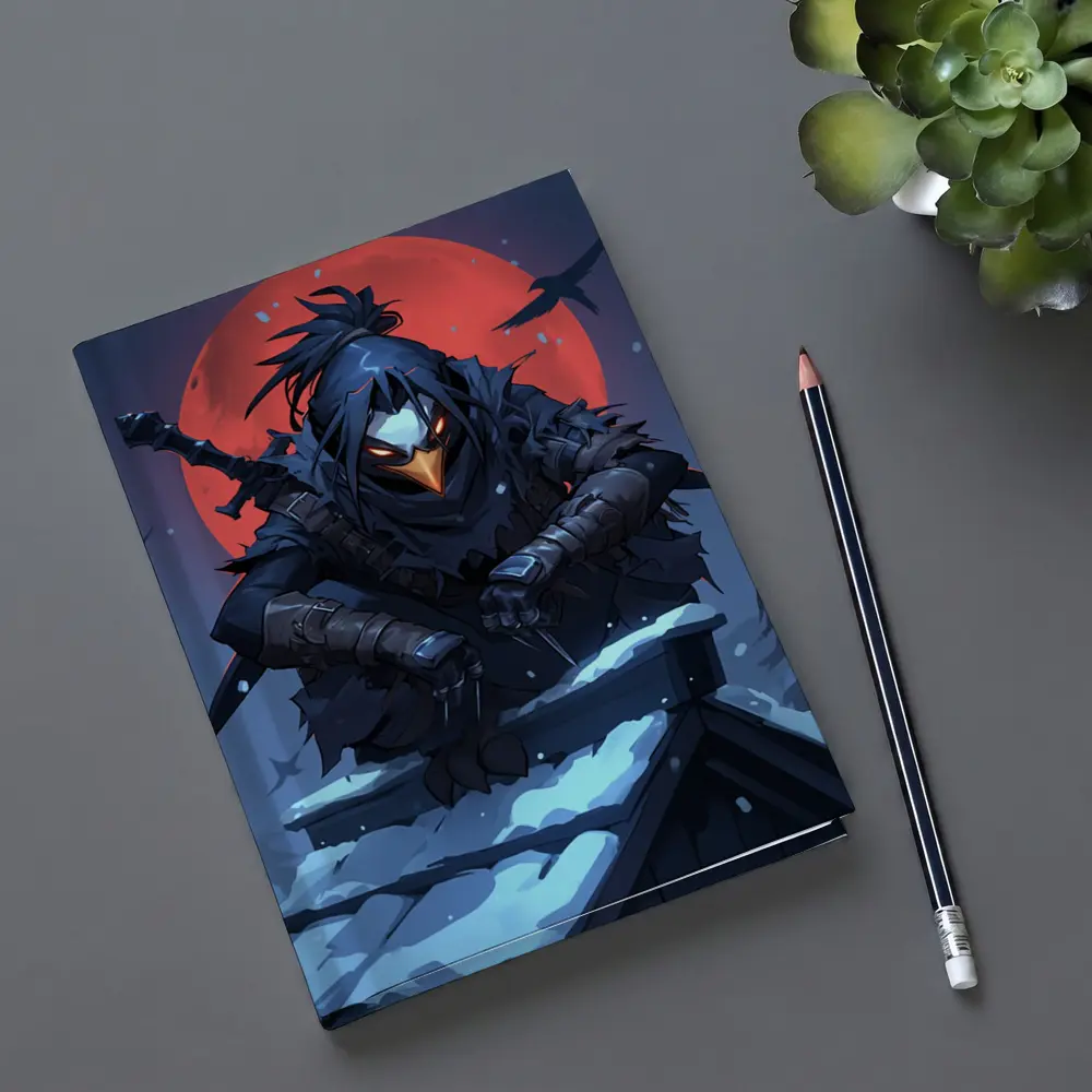 Dark Raven Ninja Warrior Red Moon Winter – Notebooks
