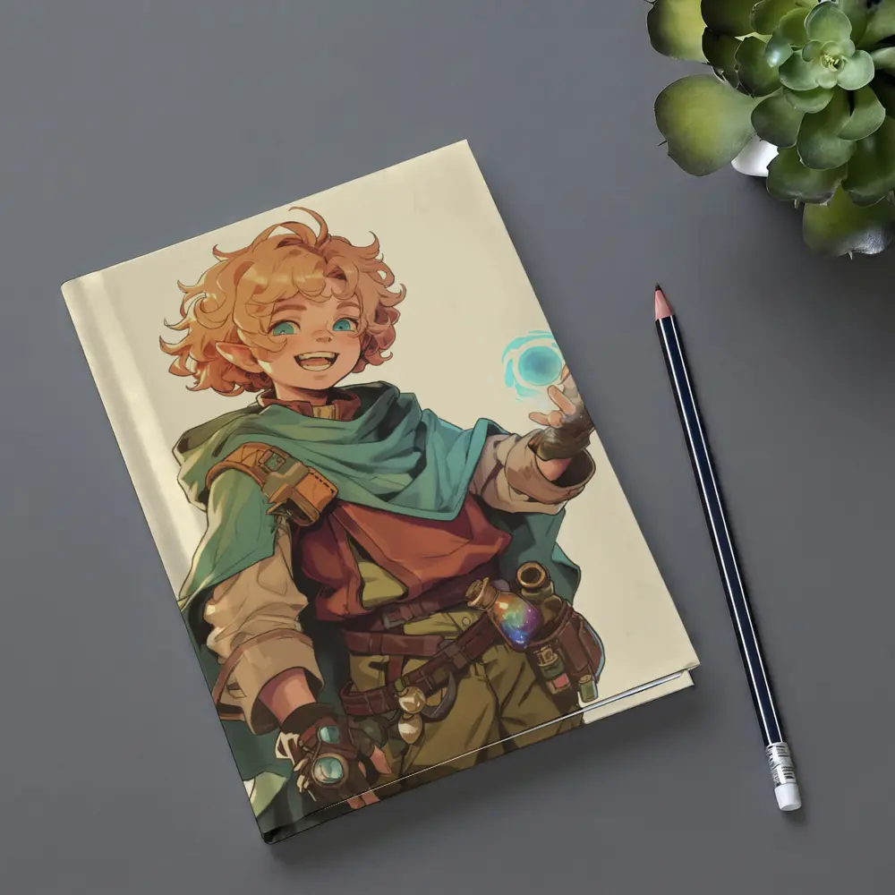 Anime Elf Boy Casting Magic Spell Art – Notebooks