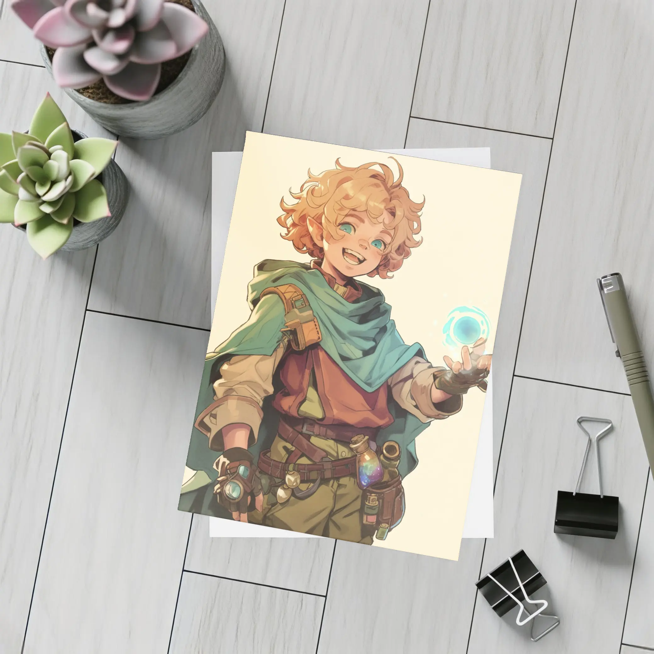 Anime Elf Boy Casting Magic Spell Art – Postcards