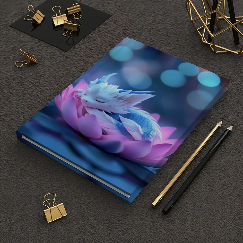 Sleeping Baby Dragon on Pink Lotus – Notebooks