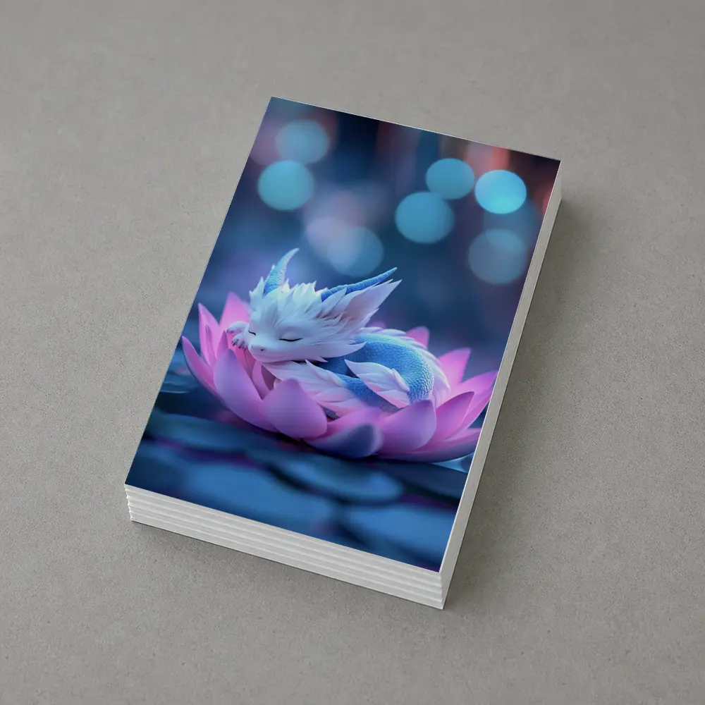 Sleeping Baby Dragon on Pink Lotus – Postcards