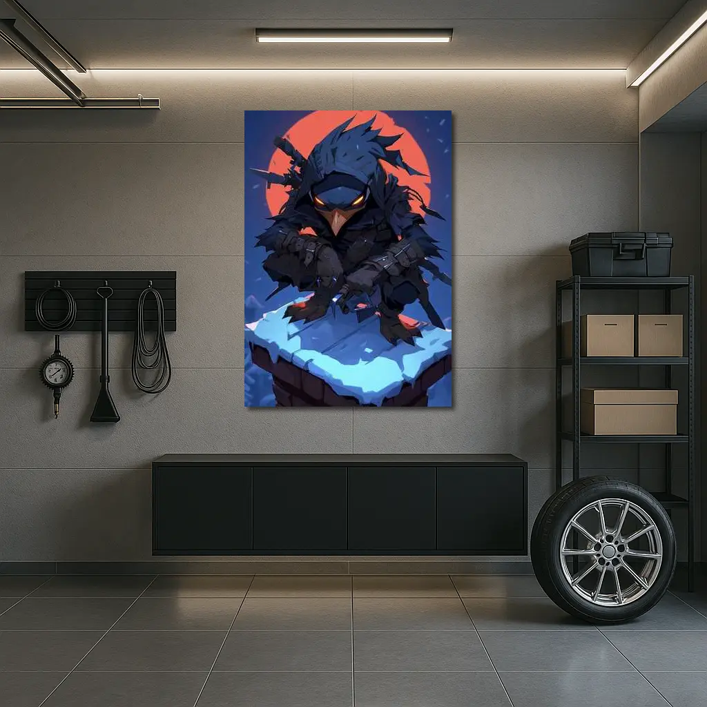 Ninja Crow Warrior Dark Anime Night Art – Wall Art