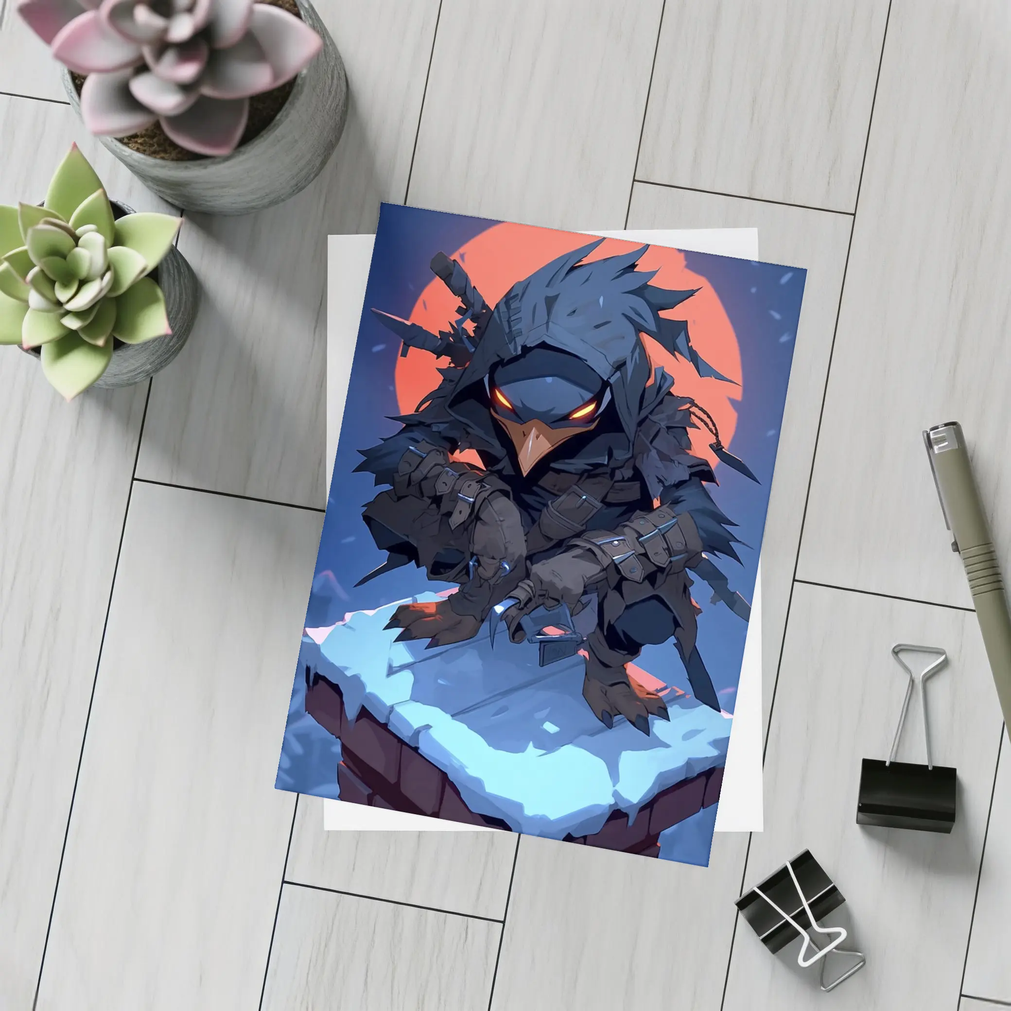Ninja Crow Warrior Dark Anime Night Art – Postcards