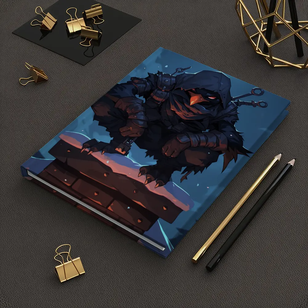 Dark Raven Warrior Crouching On Snowy Chimney – Notebooks