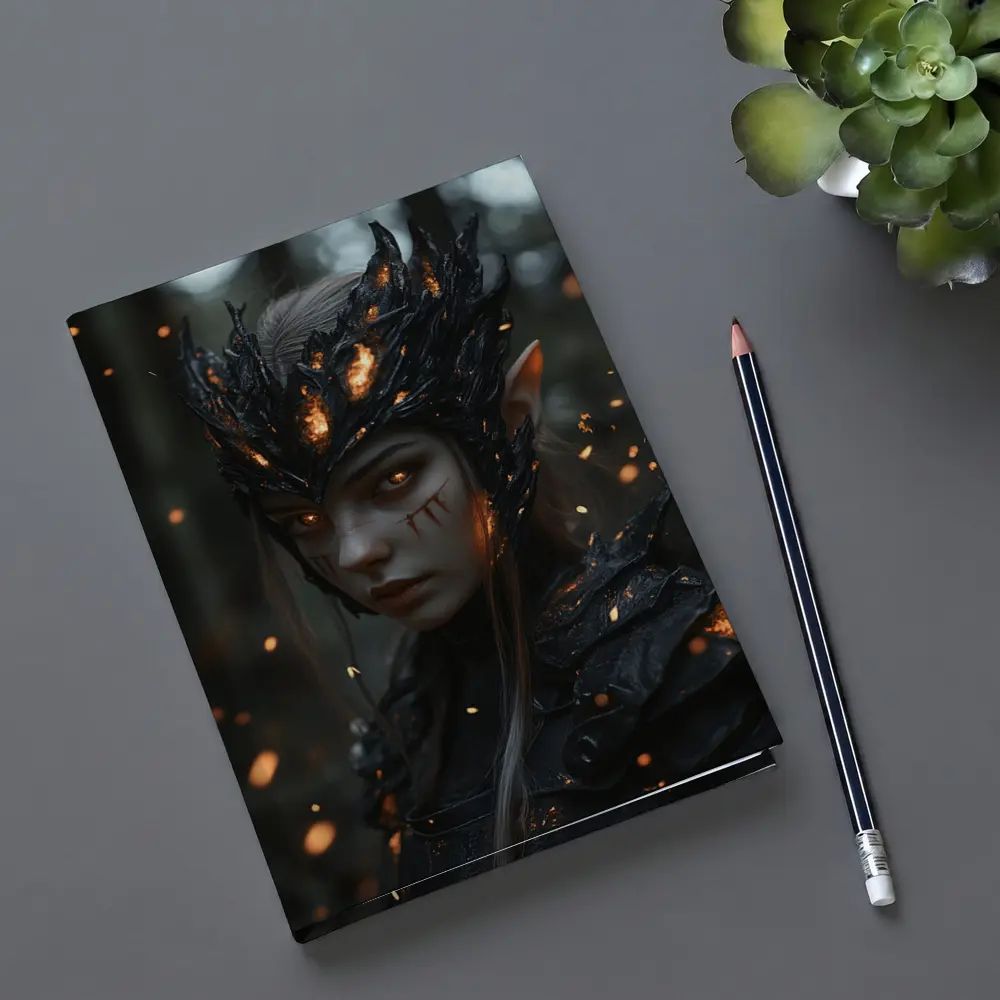 Dark Elf Warrior Forest Fire Fantasy Art – Notebooks
