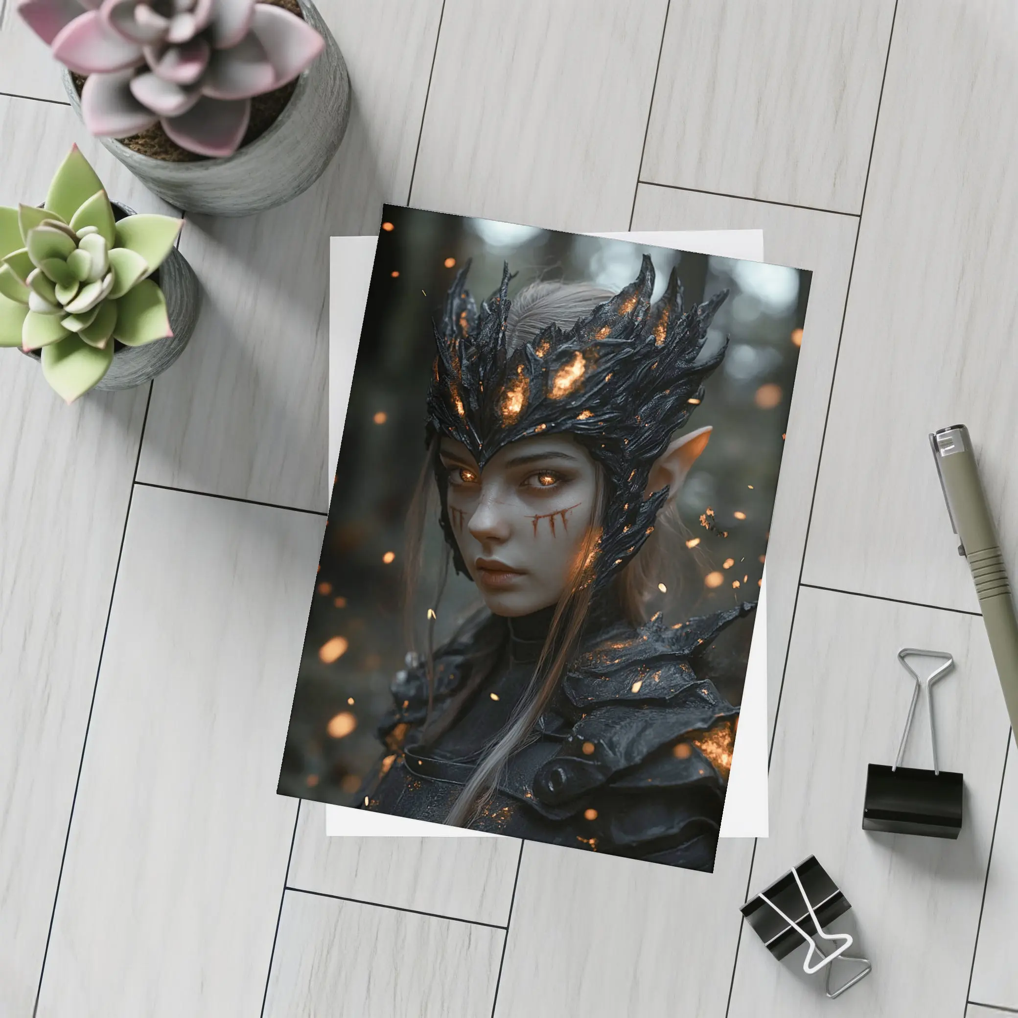 Dark Elf Warrior Forest Fire Fantasy Art – Postcards