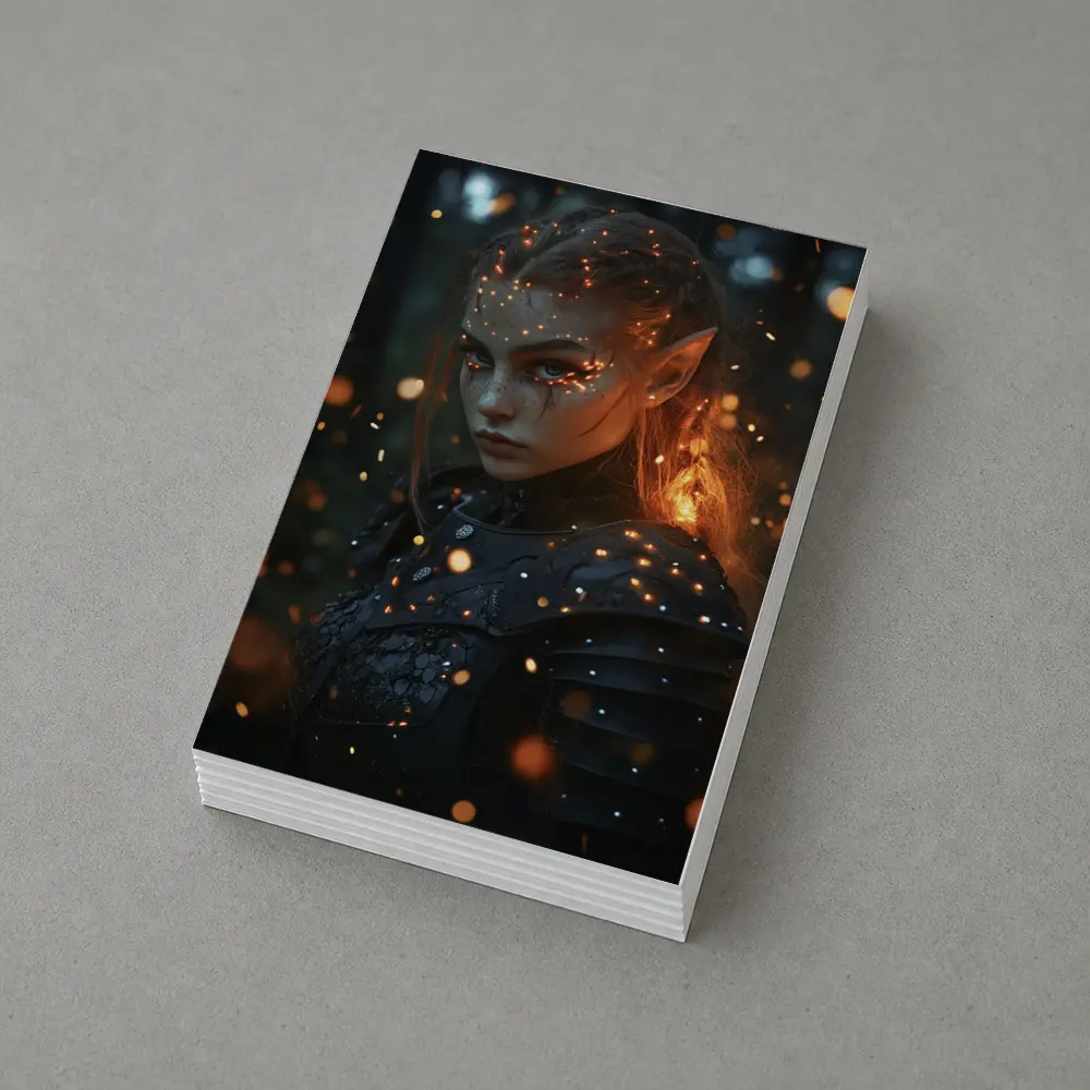 Dark Elf Warrior Girl Glowing Forest Night – Postcards
