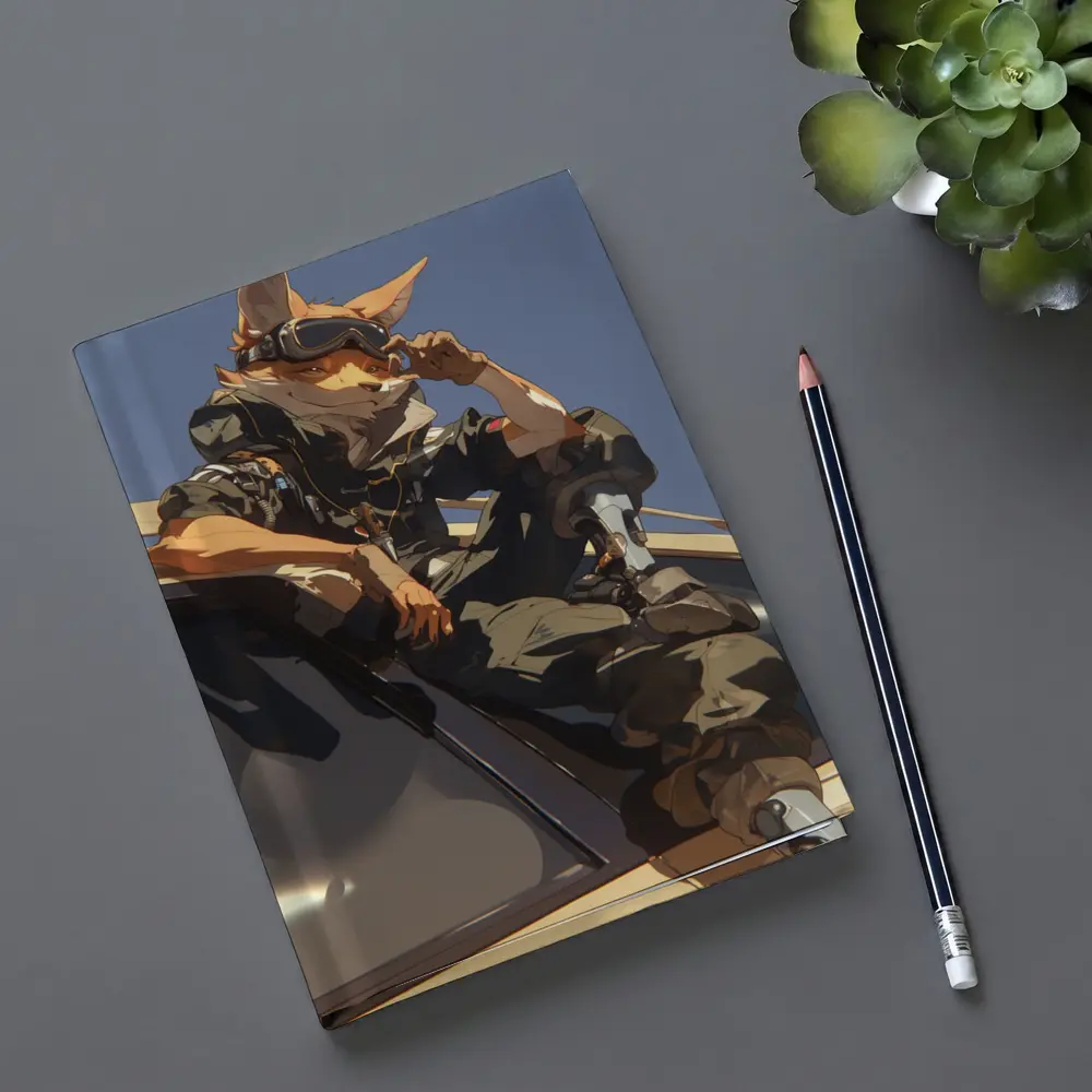 Anime Fox Warrior Sitting On Vehicle – Notebooks
