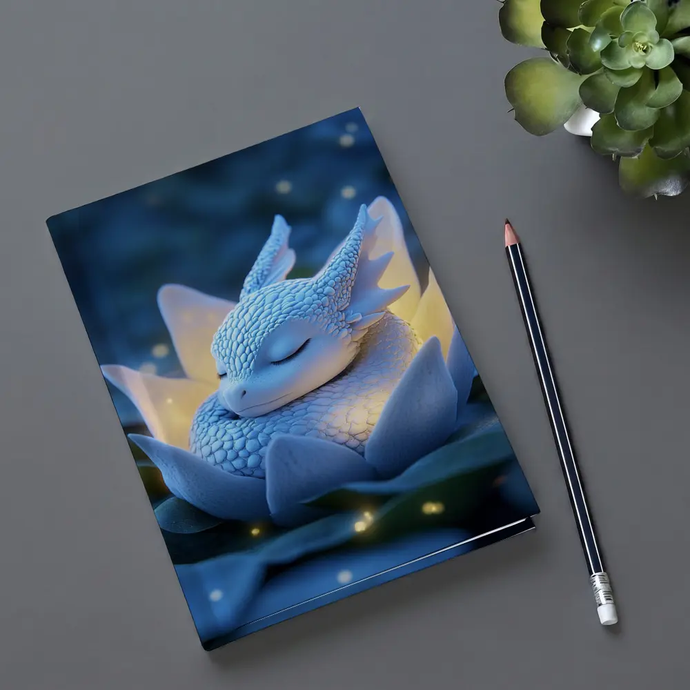 Sleeping Baby Dragon Blue Lotus Fantasy – Notebooks