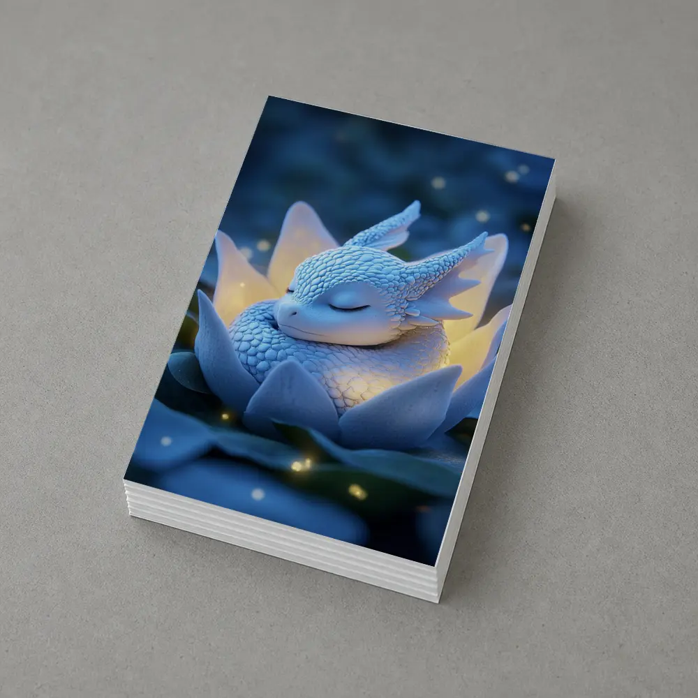Sleeping Baby Dragon Blue Lotus Fantasy – Postcards