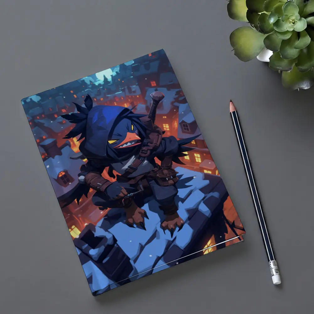 Ninja Crow Anime Art Snowy City Night – Notebooks