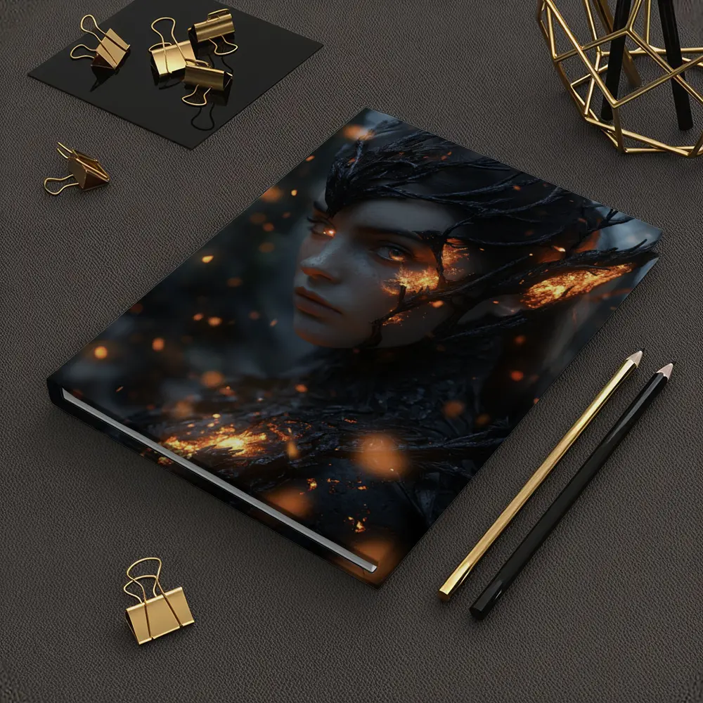 Dark Elf Fantasy Portrait Glowing Embers Forest – Notebooks