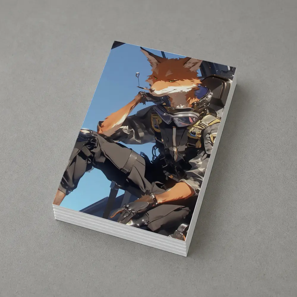 Anime Fox Warrior Tactical Gear Blue Sky – Postcards
