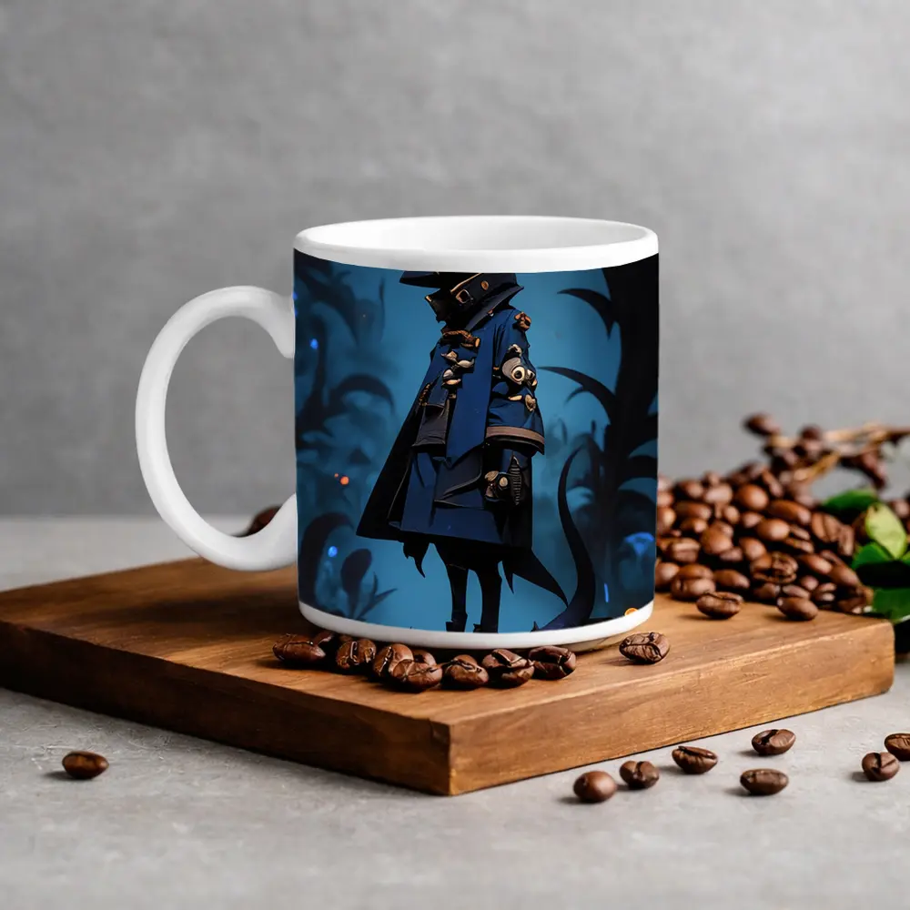 Dark Fantasy Figure Blue Glowing Forest – Mugs