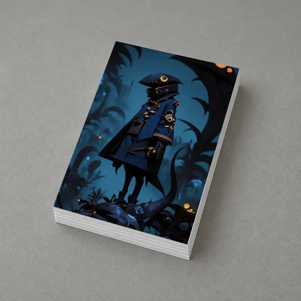 Dark Fantasy Figure Blue Glowing Forest – Postcards