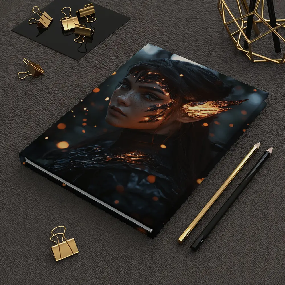 Dark Elf Fantasy Portrait Glowing Forest Night – Notebooks