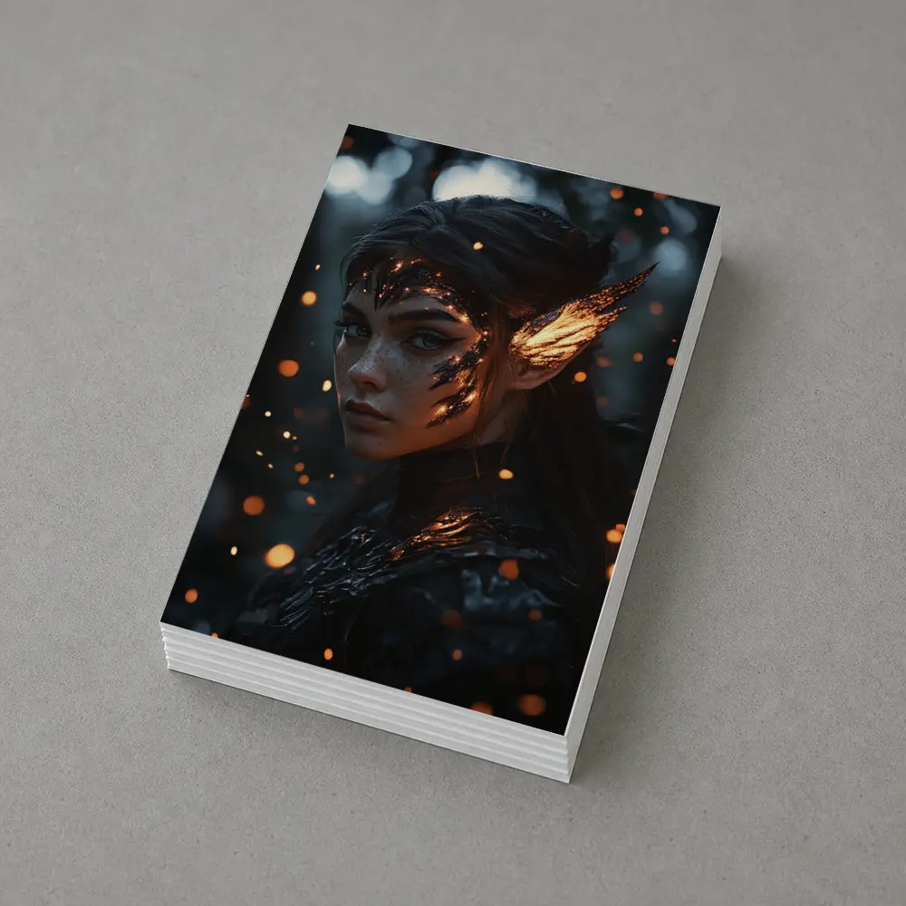 Dark Elf Fantasy Portrait Glowing Forest Night – Postcards