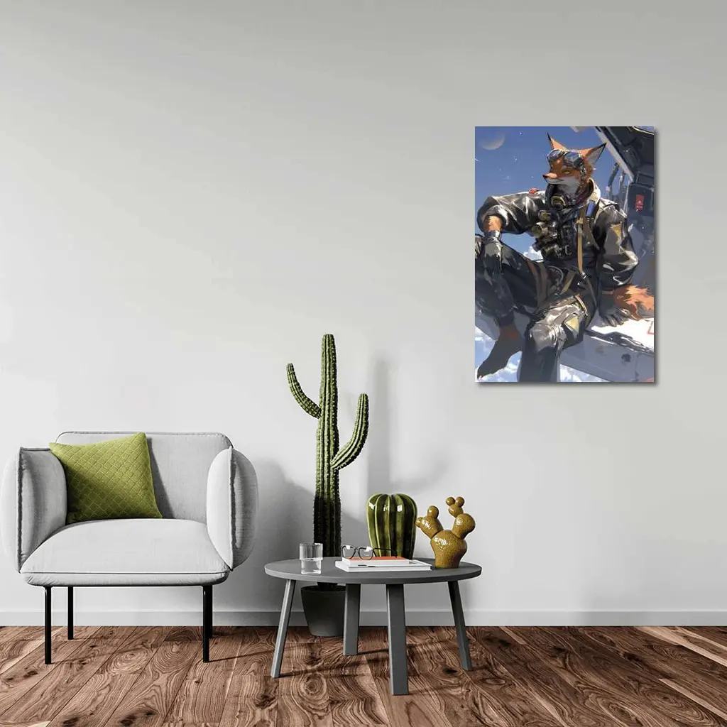Anime Fox Pilot Gear Sky Background – Wall Art