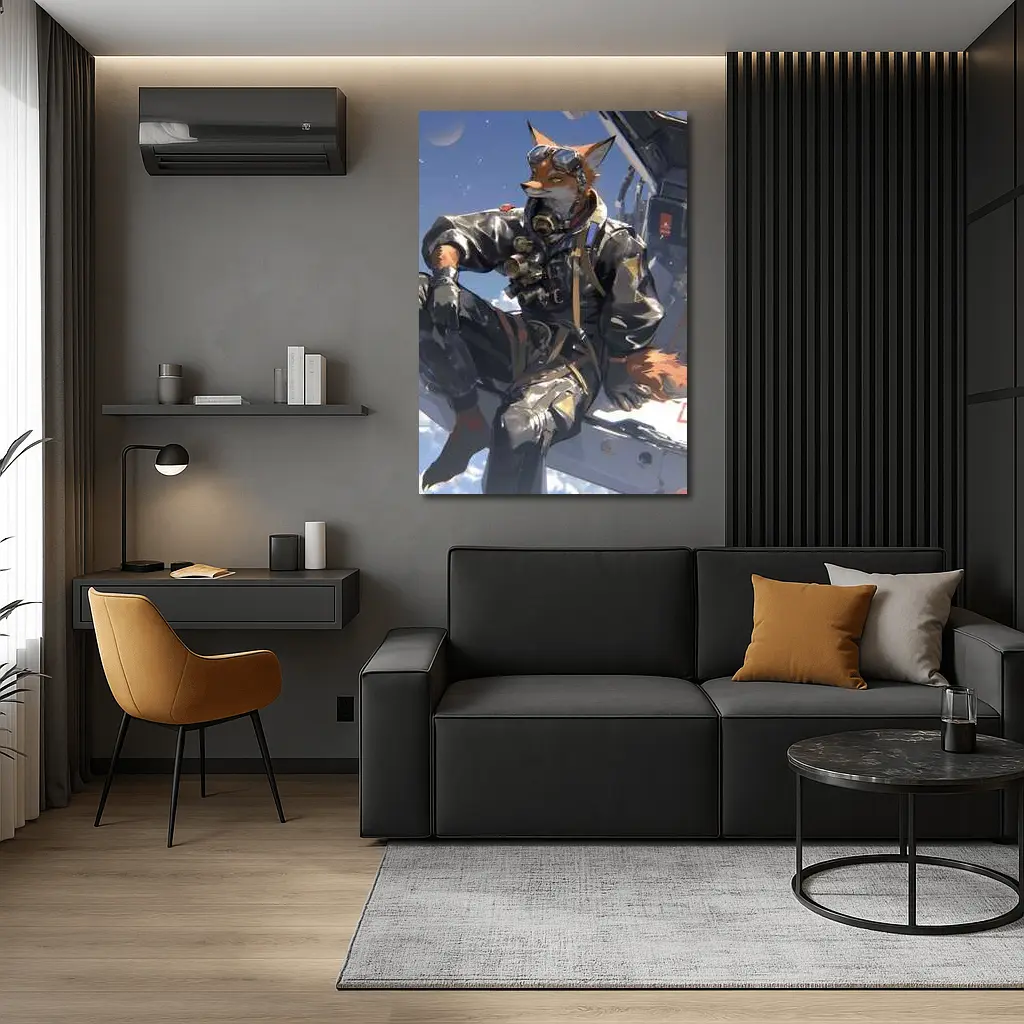 Anime Fox Pilot Gear Sky Background – Wall Art