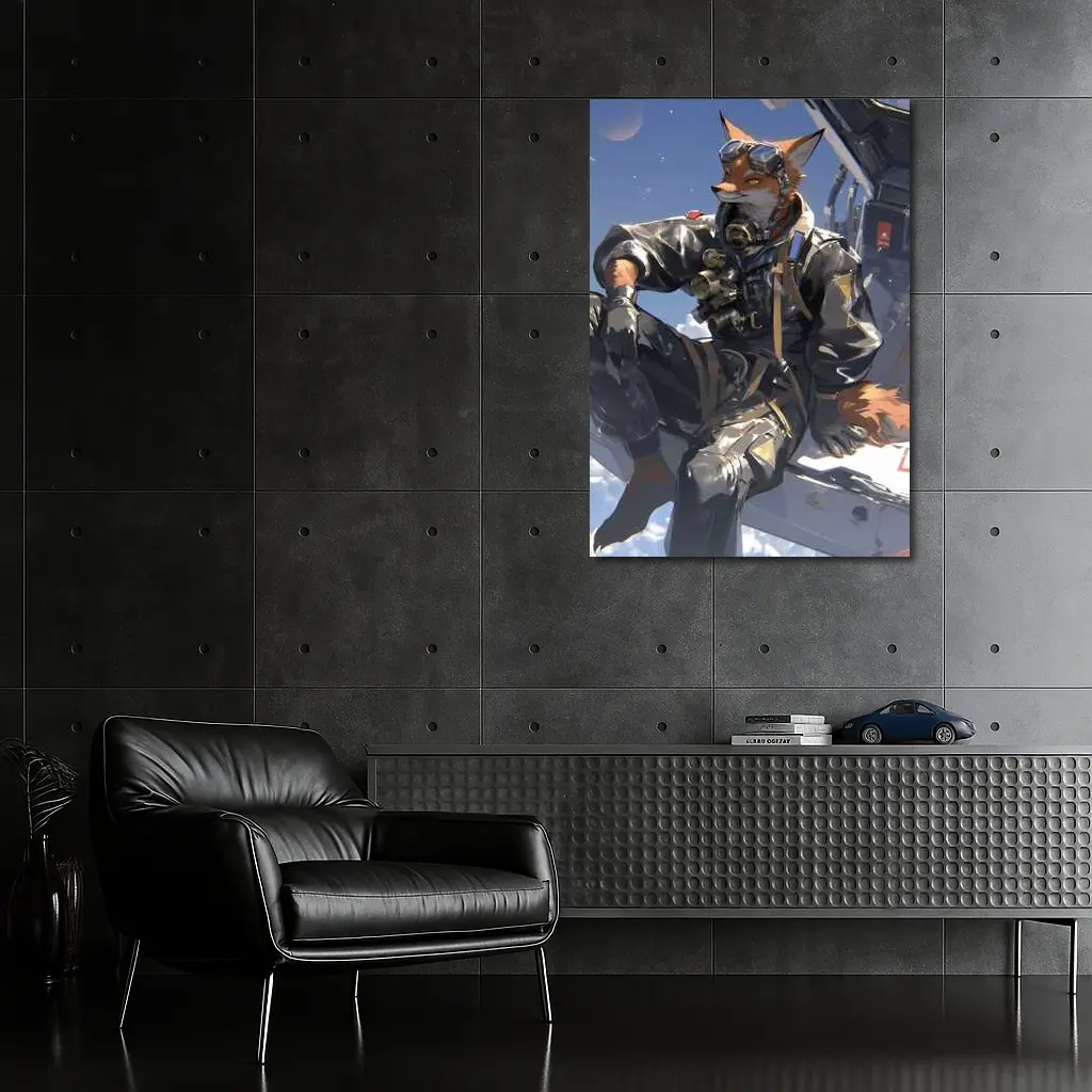 Anime Fox Pilot Gear Sky Background – Wall Art