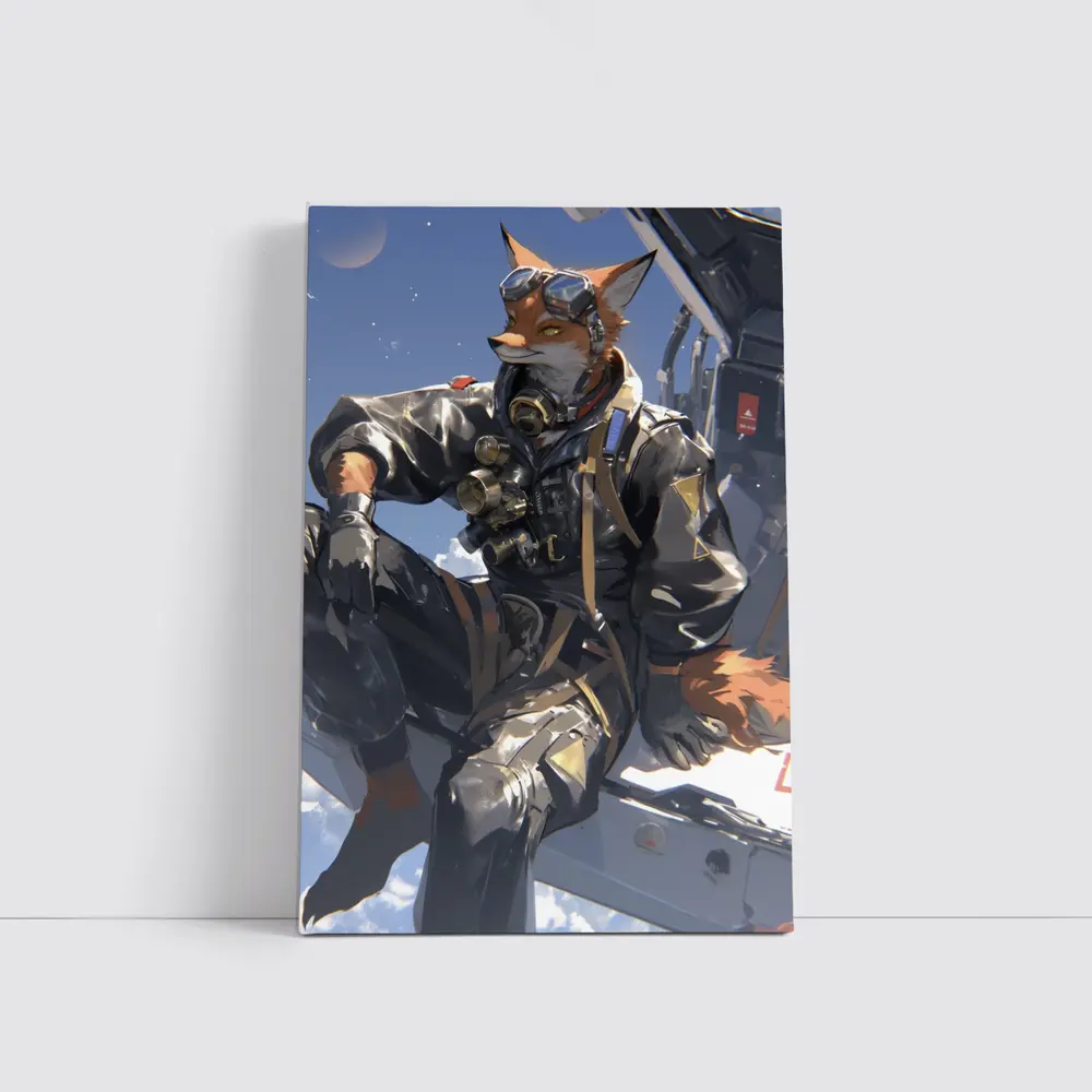 Anime Fox Pilot Gear Sky Background – Wall Art