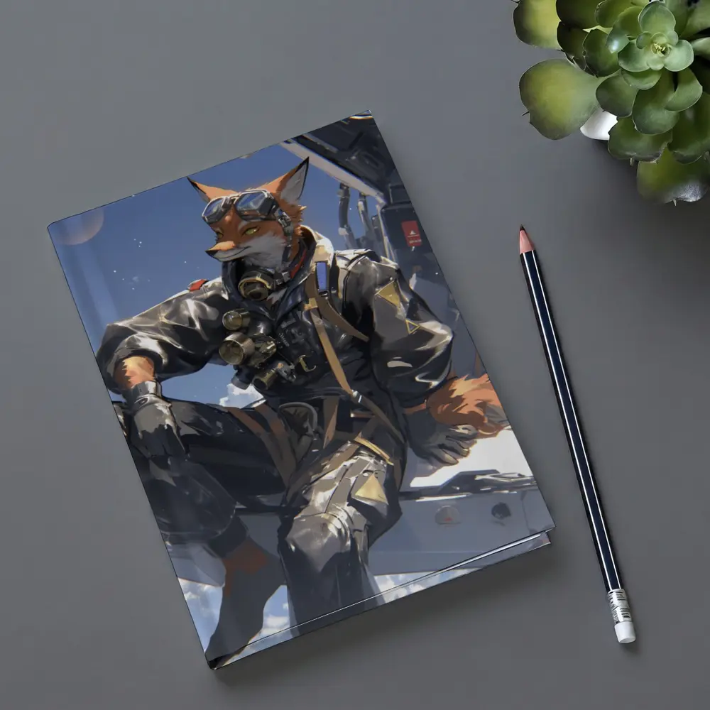 Anime Fox Pilot Gear Sky Background – Notebooks