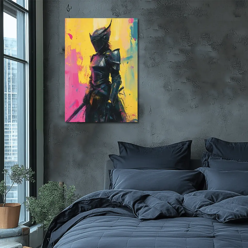 Dark Knight Armor Pop Art Paint Background – Wall Art