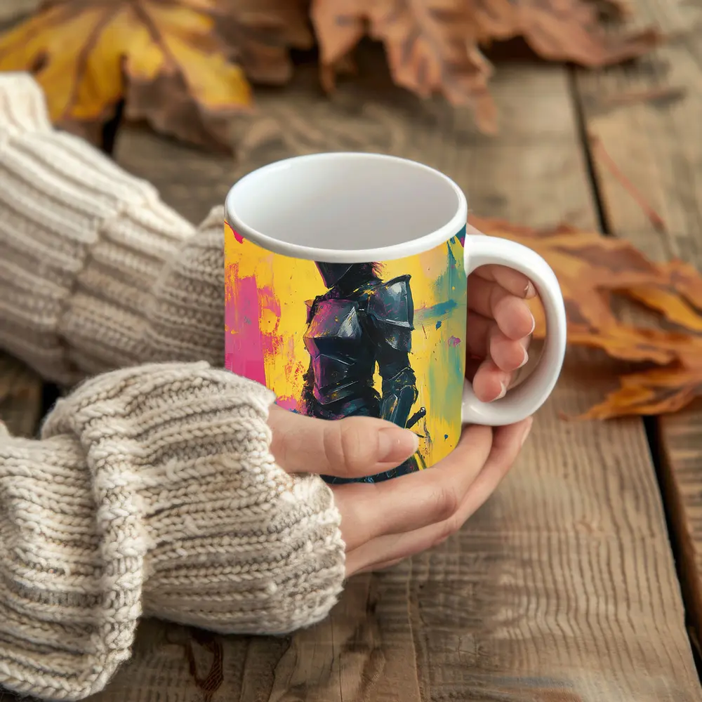 Dark Knight Armor Pop Art Paint Background – Mugs