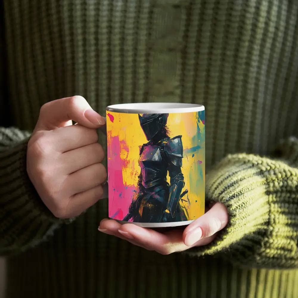 Dark Knight Armor Pop Art Paint Background – Mugs