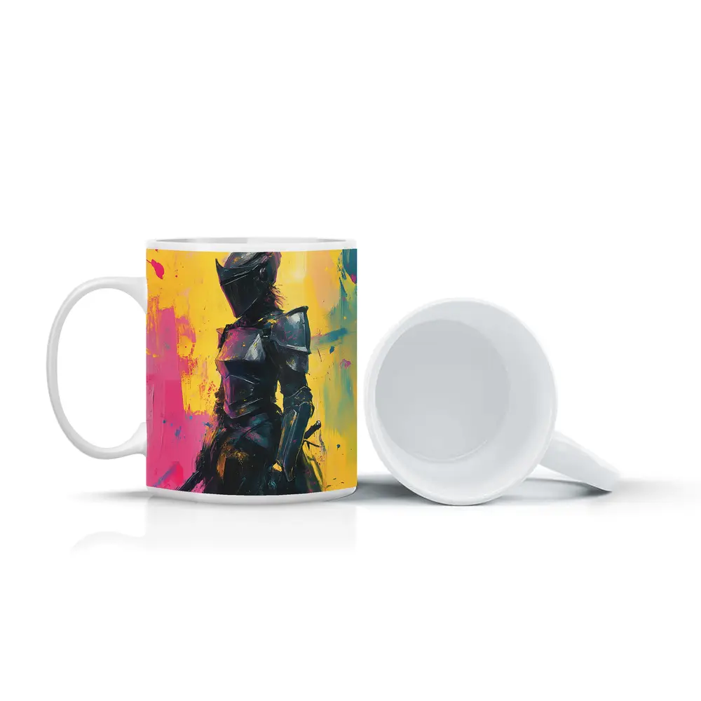 Dark Knight Armor Pop Art Paint Background – Mugs