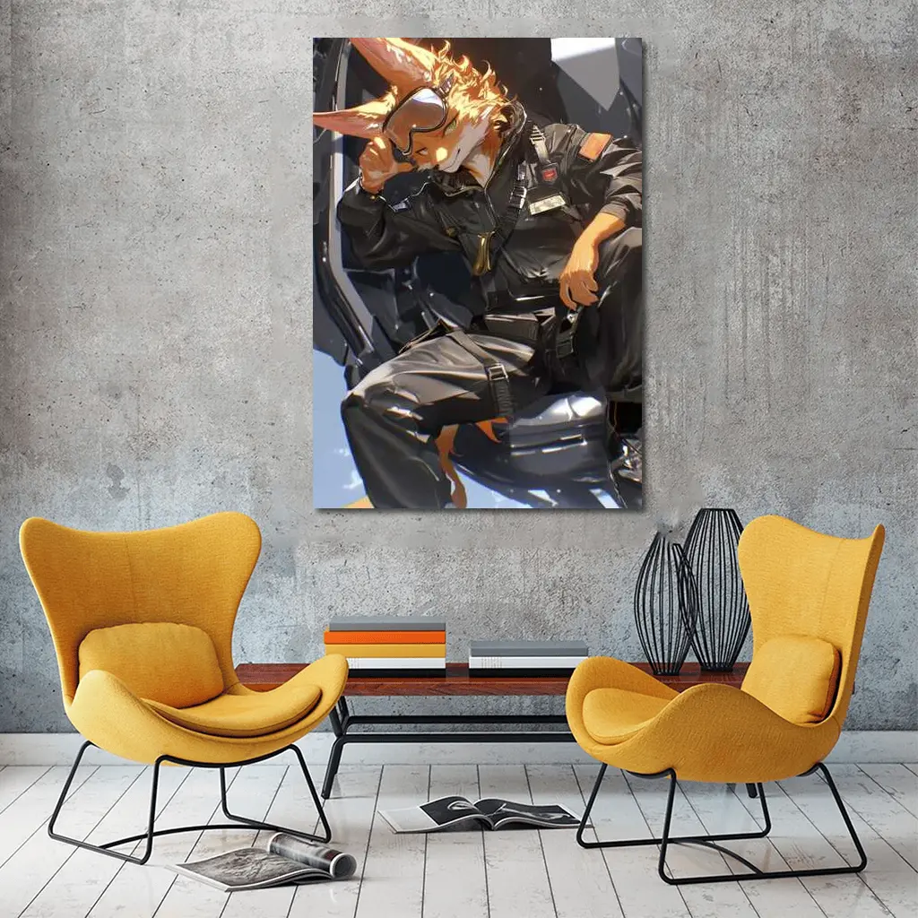 Fox Pilot Anime Art Fighter Jet – Wall Art