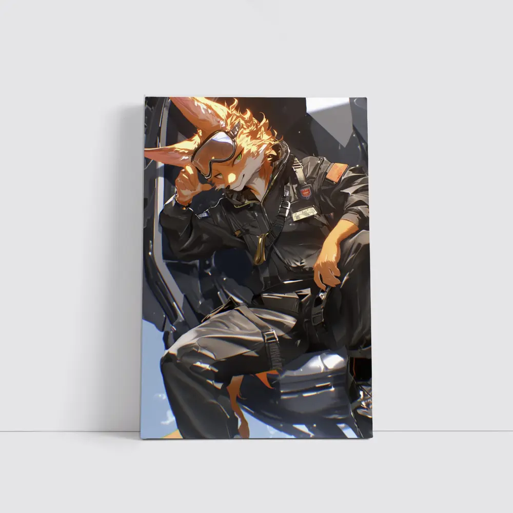 Fox Pilot Anime Art Fighter Jet – Wall Art