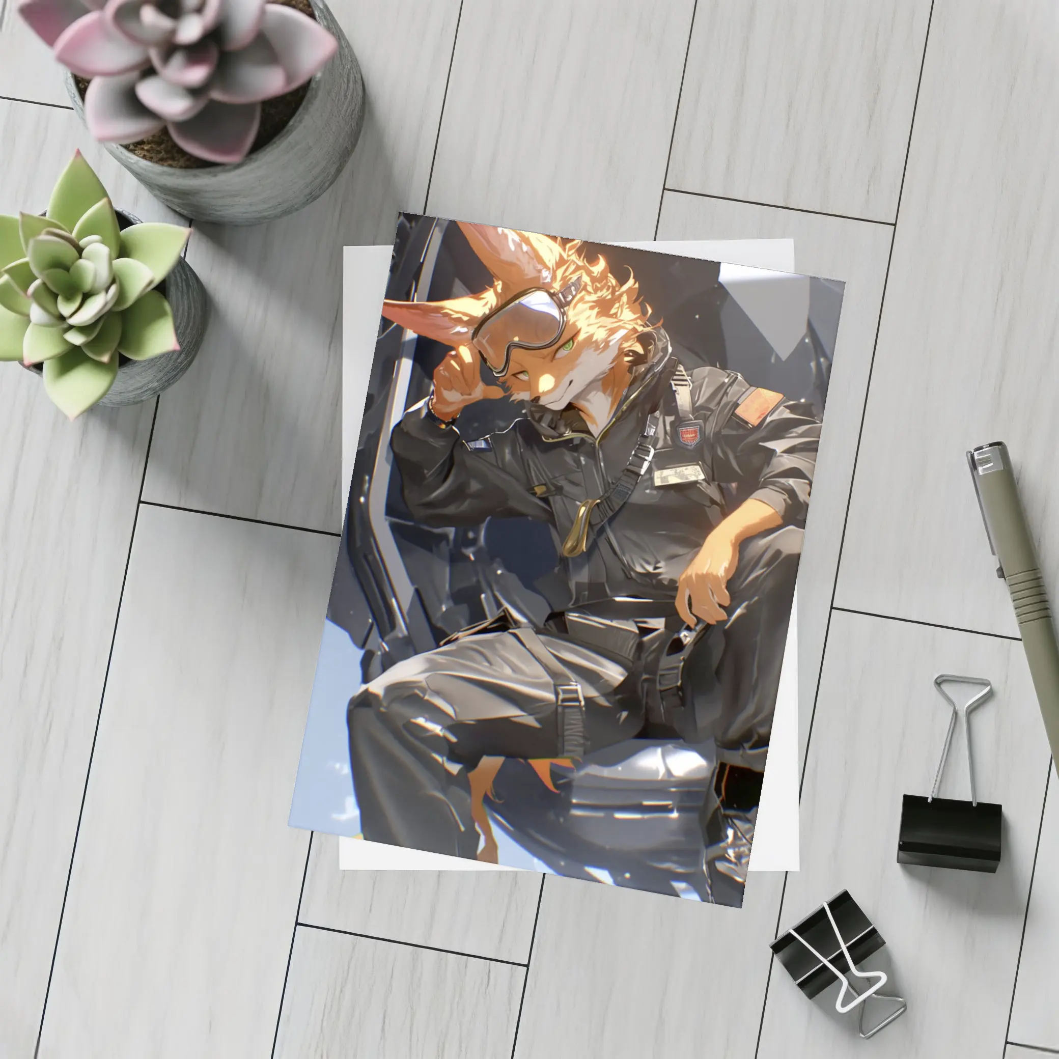Fox Pilot Anime Art Fighter Jet – Postcards