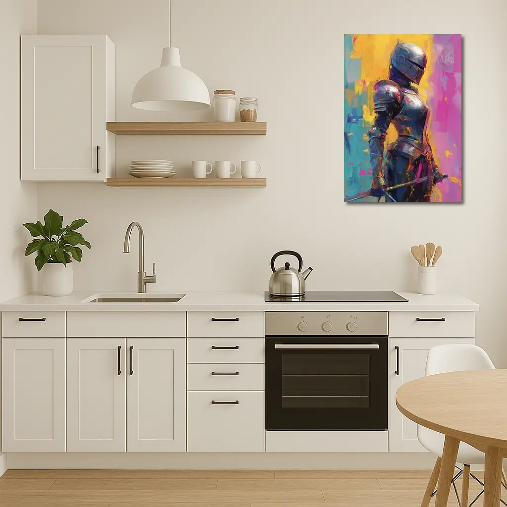 Medieval Knight Armor Colorful Painterly Background – Wall Art