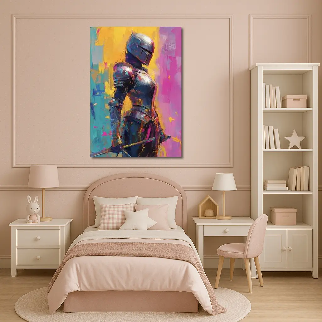 Medieval Knight Armor Colorful Painterly Background – Wall Art