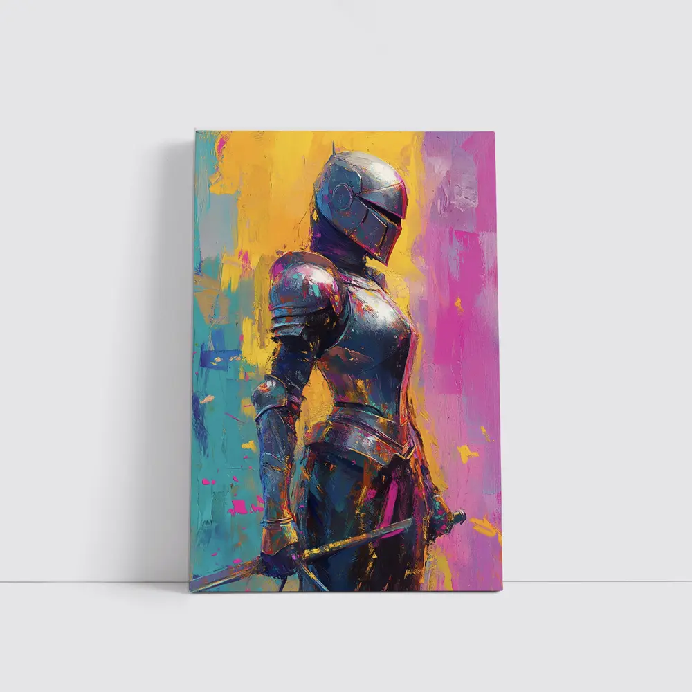 Medieval Knight Armor Colorful Painterly Background – Wall Art