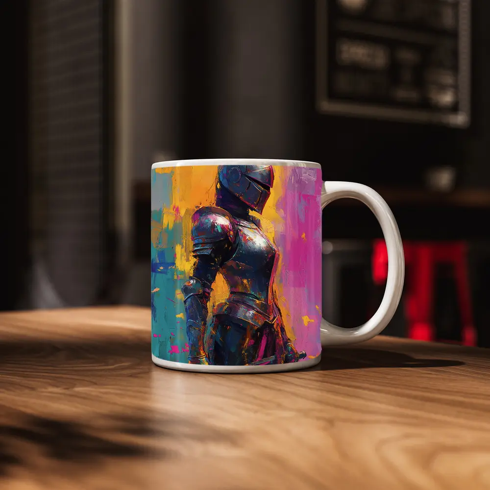 Medieval Knight Armor Colorful Painterly Background – Mugs