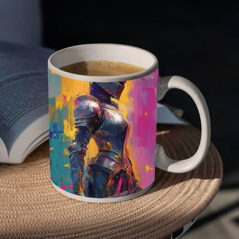 Medieval Knight Armor Colorful Painterly Background – Mugs