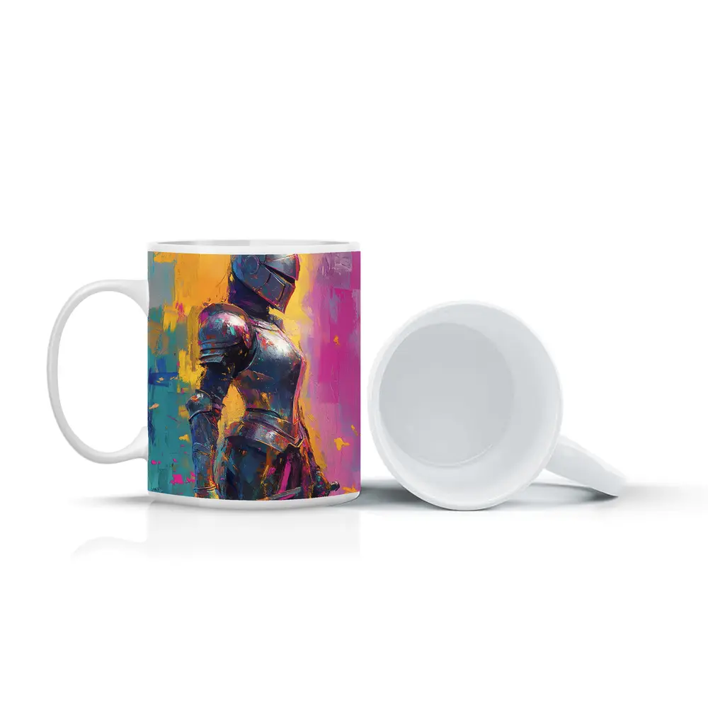 Medieval Knight Armor Colorful Painterly Background – Mugs