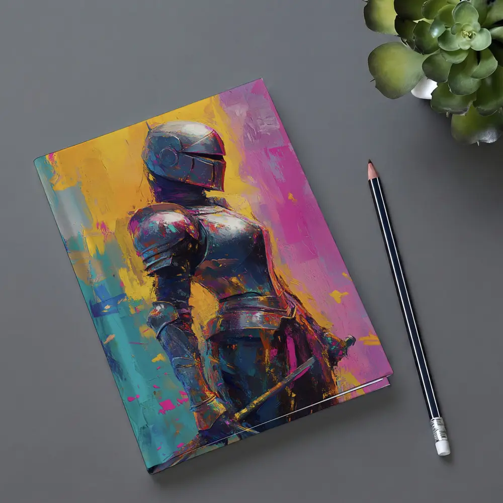 Medieval Knight Armor Colorful Painterly Background – Notebooks