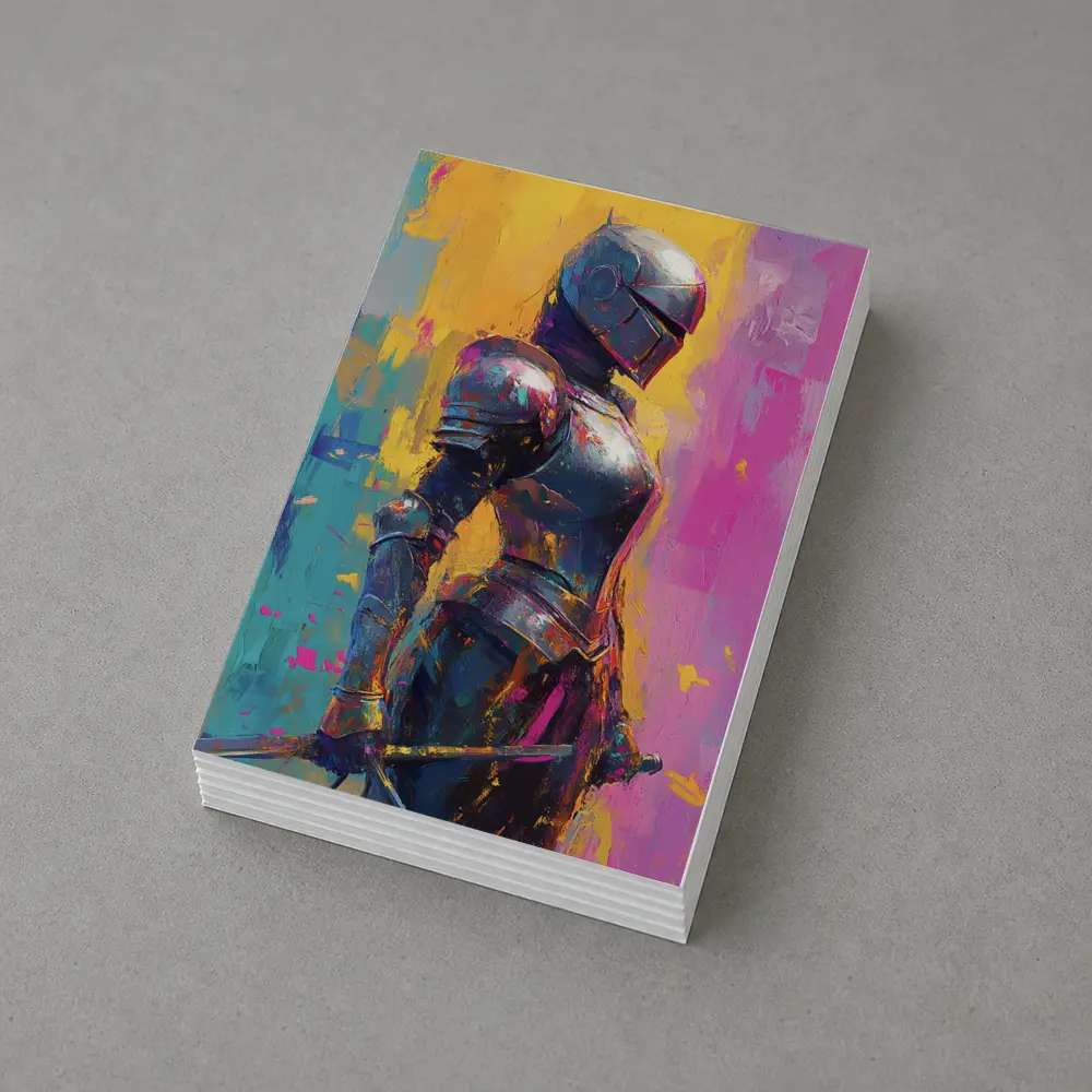 Medieval Knight Armor Colorful Painterly Background – Postcards
