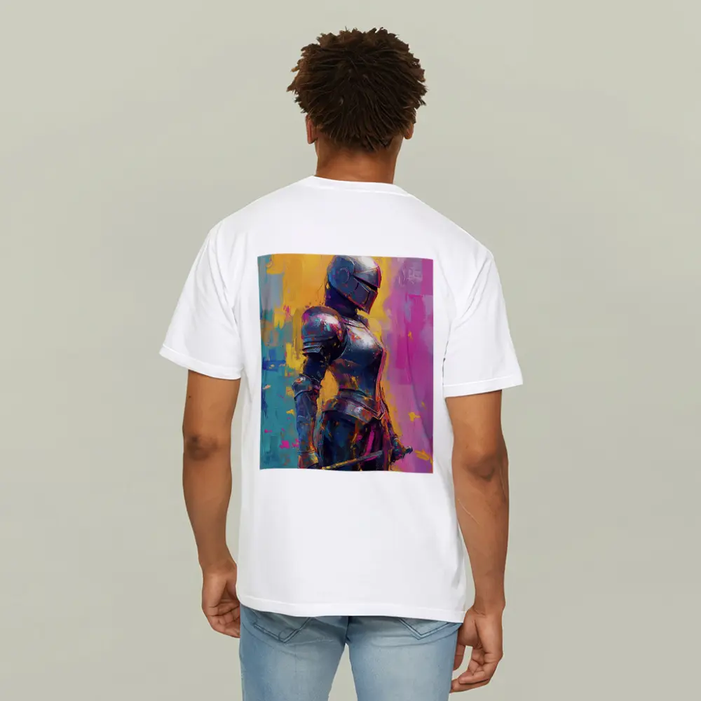 Medieval Knight Armor Colorful Painterly Background – T-Shirts
