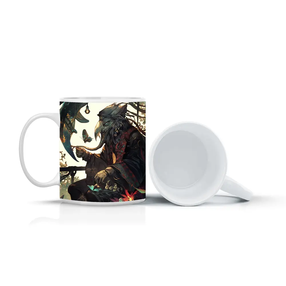 Dark Fantasy Crow Warrior With Butterflies – Mugs