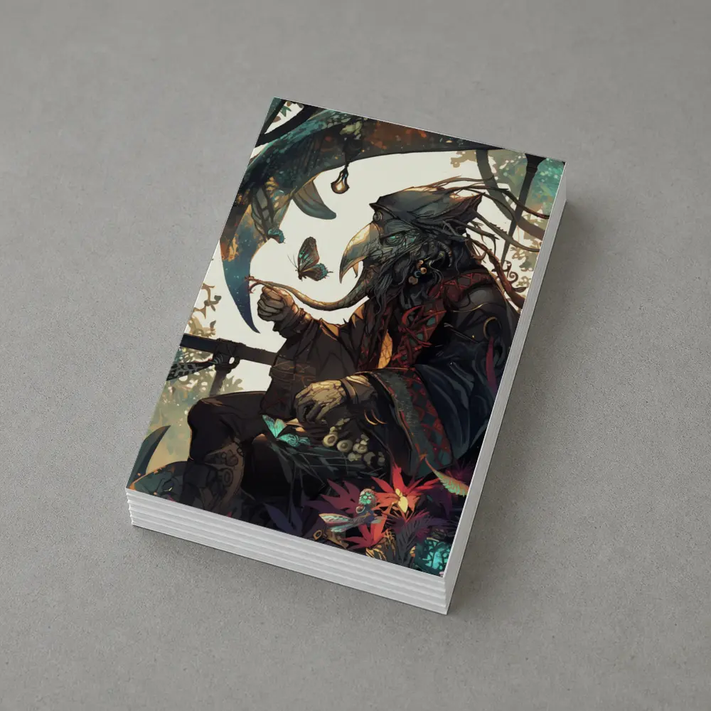 Dark Fantasy Crow Warrior With Butterflies – Postcards