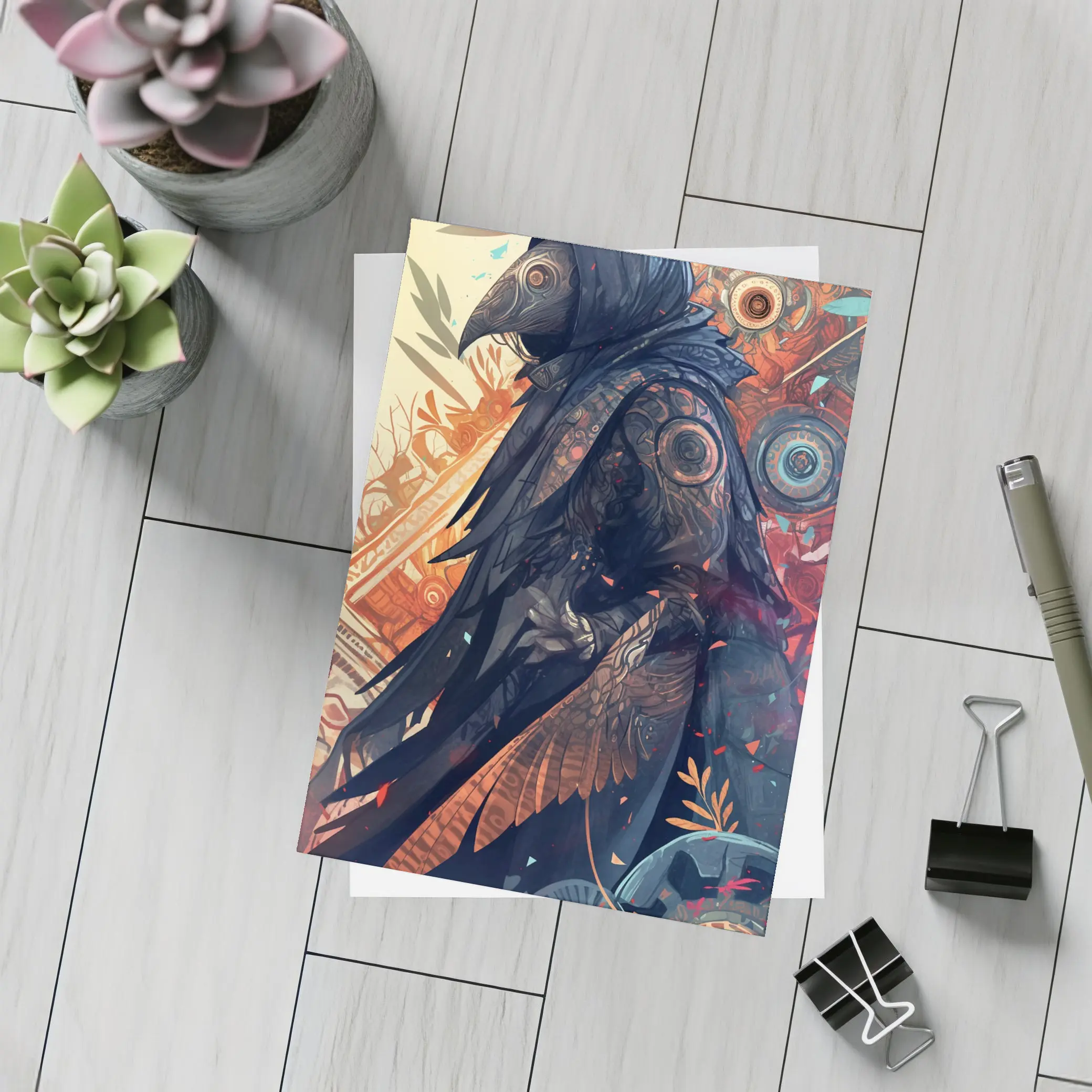 Plague Doctor Dark Fantasy Ornate Background – Postcards