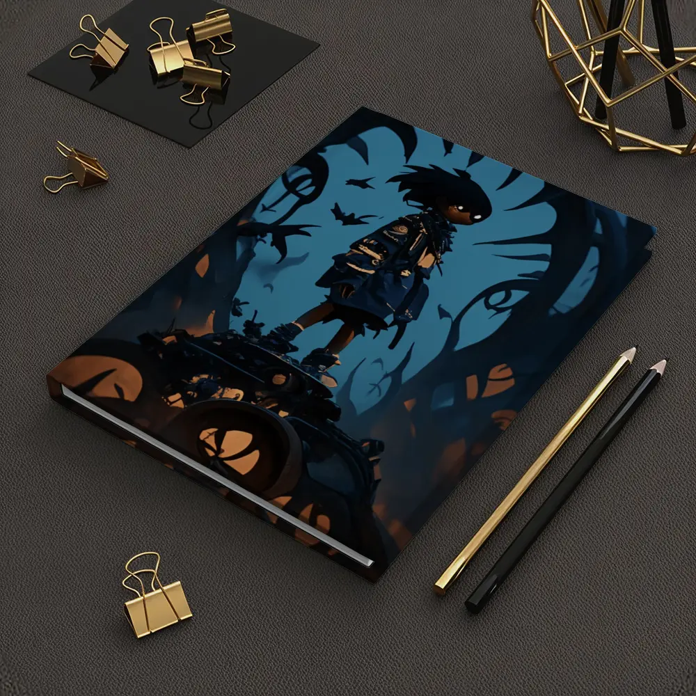Anime Boy Standing Dark Fantasy Creature Background – Notebooks