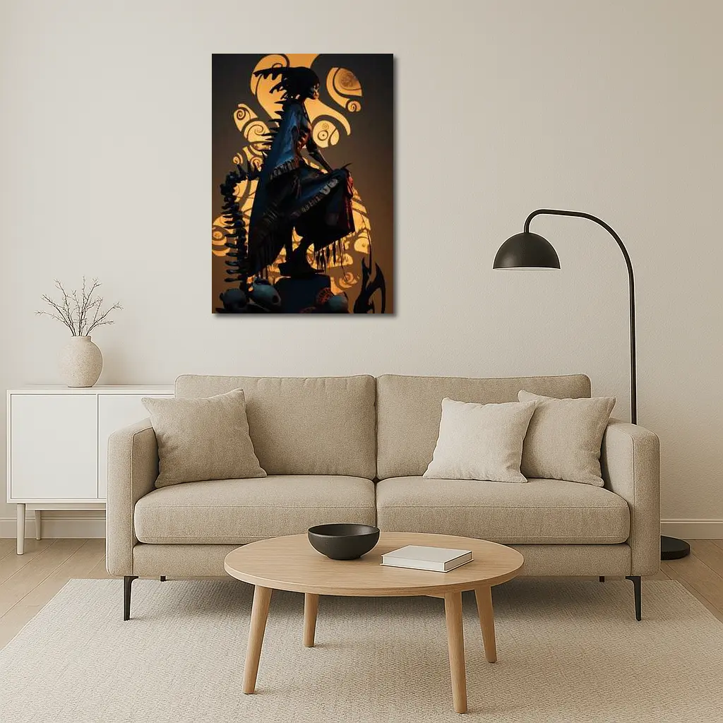 Dark Warrior Figure With Glowing Shadow Art – Wall Art