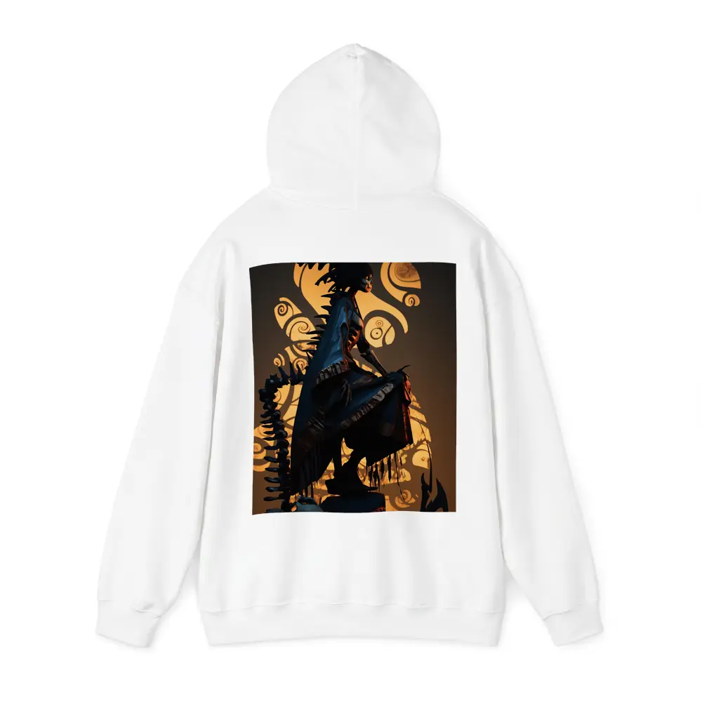 Dark Warrior Figure With Glowing Shadow Art – Hoodies