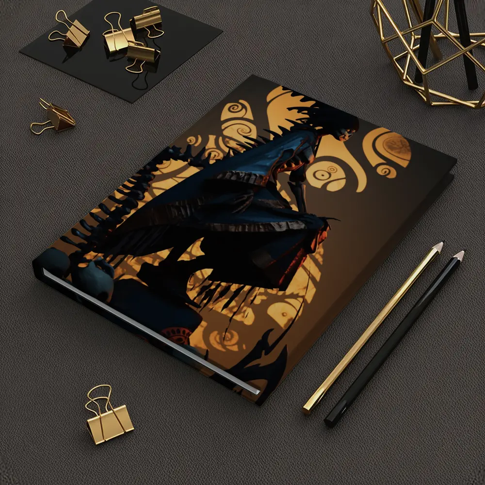 Dark Warrior Figure With Glowing Shadow Art – Notebooks