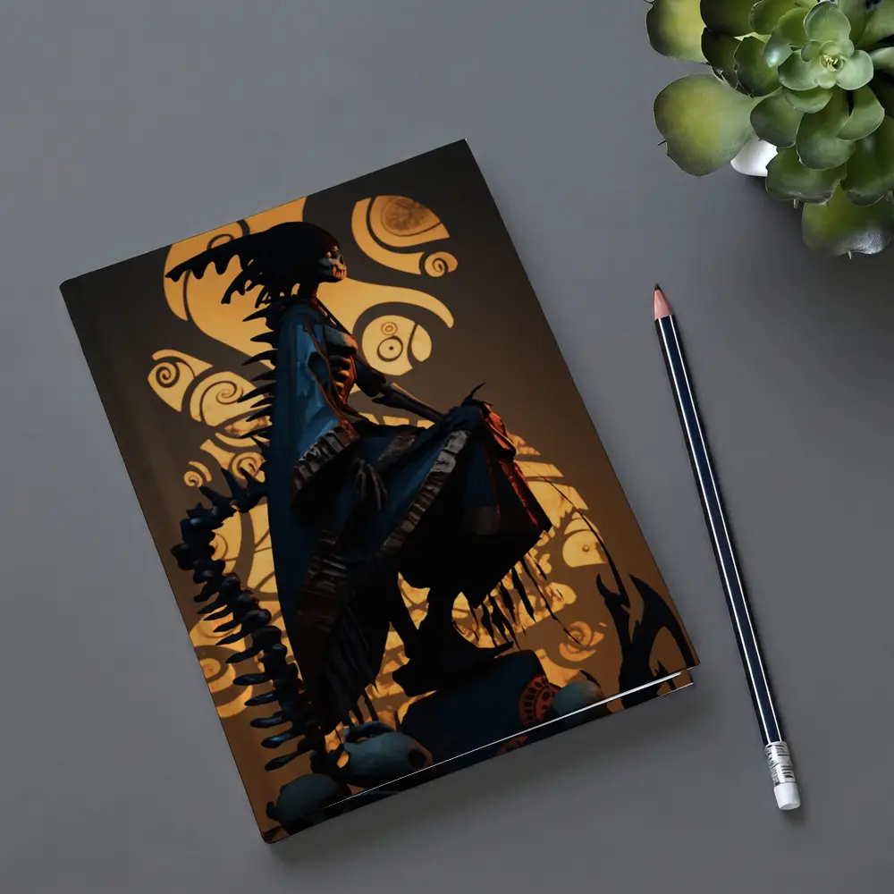 Dark Warrior Figure With Glowing Shadow Art – Notebooks